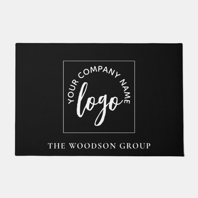 Simple Minimalist Logo Name Black Doormat (Front)