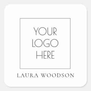 Simple Minimalist Logo Name Square Sticker