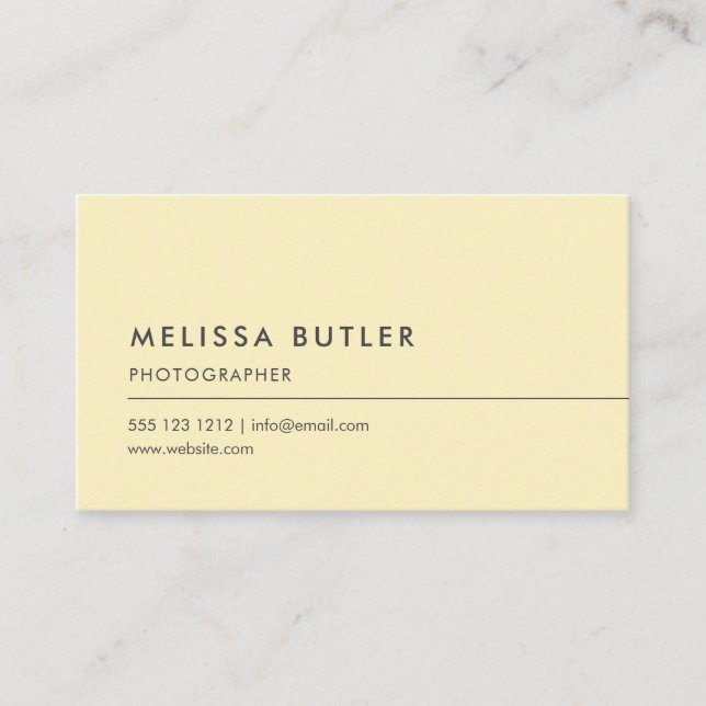 Simple Minimalist Logo Pastel Yellow Business Card (Front)