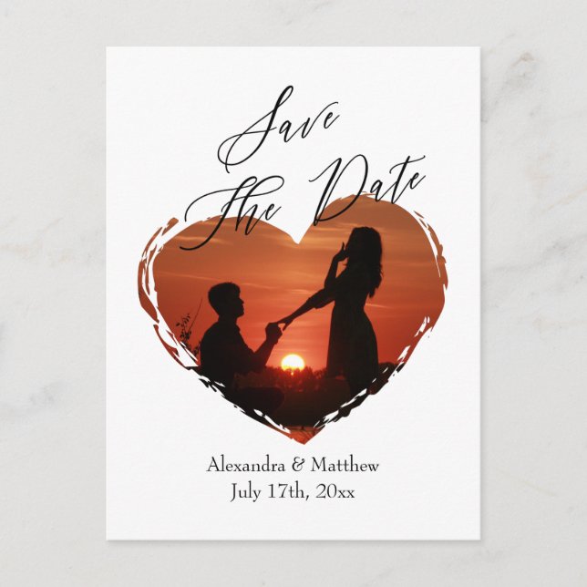 Simple Minimalist Love Heart Photo Script Budget Announcement Postcard (Front)