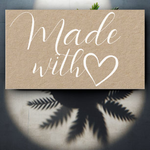 Simple Minimalist Made Love Heart Kraft Paper Business Card