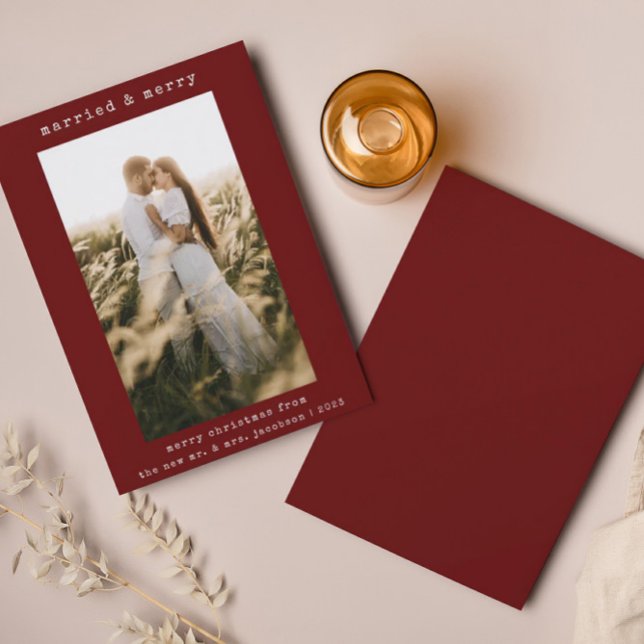 Simple Minimalist Married & Merry Christmas Card (Creator Uploaded)