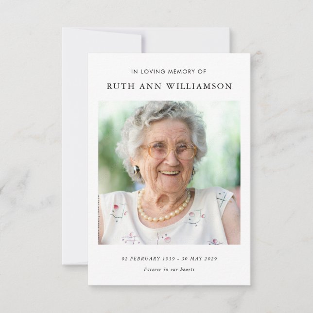 Simple Minimalist Memorial Funeral Poem Card  (Front)