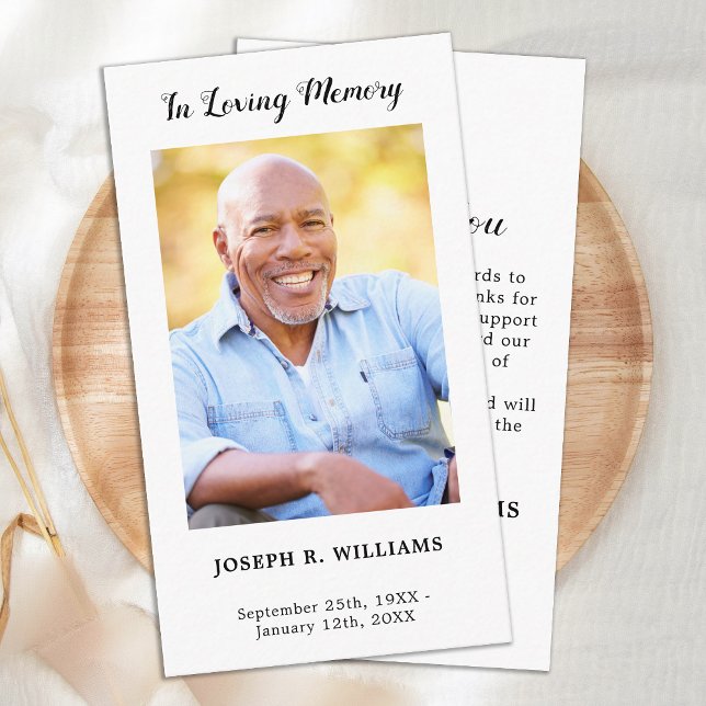 Simple Minimalist Memorial Photo Funeral Thank You Card (Creator Uploaded)