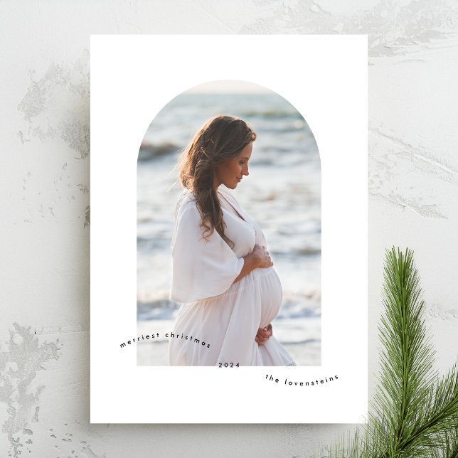 Simple Minimalist Merry Christmas Arch Photo Frame Holiday Card (Creator Uploaded)