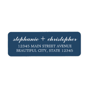 Simple Minimalist Midnight Blue Script Typography Return Address Label