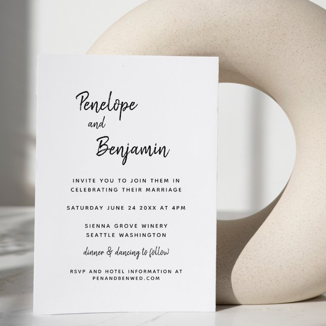 Simple Minimalist Modern Black and White Wedding Invitation (Creator Uploaded)
