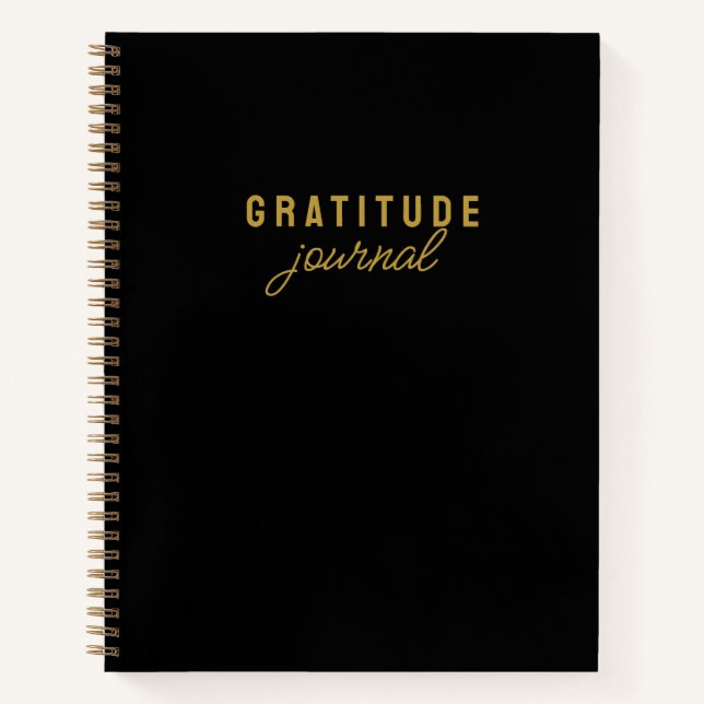 Simple Minimalist Modern Black Gratitude Journal (Front)