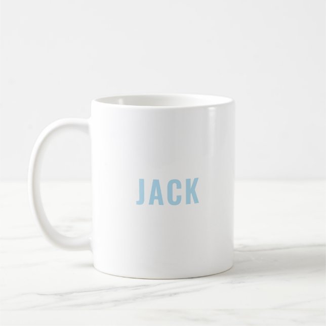 Simple Minimalist Modern Blue Monogram Name Coffee Mug (Left)