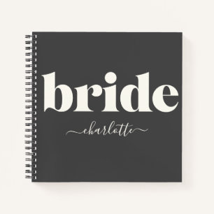 Simple Minimalist Modern Bride in Black and White  Notebook