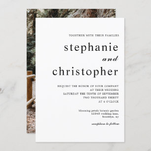 Simple Minimalist Modern Chic Script Photo Wedding Invitation