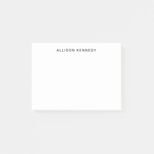 Simple Minimalist Modern Classic Basic Black Grey Post-it Notes (Front)