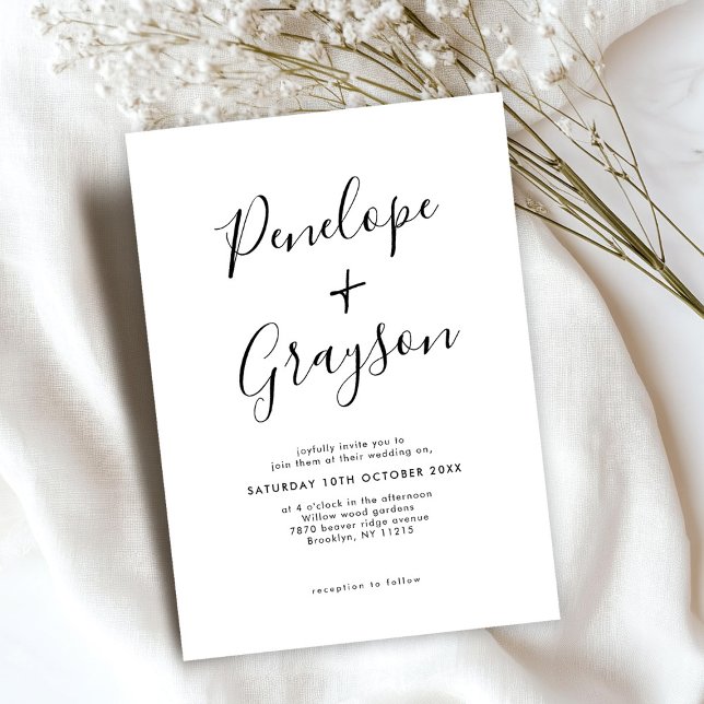Simple Minimalist Modern Clean Calligraphy Wedding Invitation (Simple Minimalist Modern Clean Calligraphy Wedding Invitation)