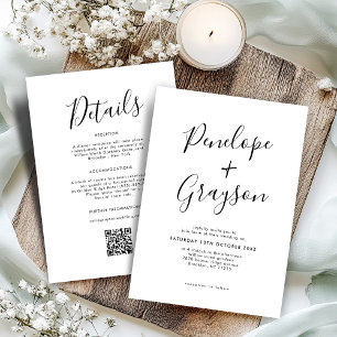 Simple Minimalist Modern Clean Calligraphy Wedding Invitation