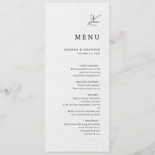 Simple Minimalist Modern Eucalyptus Olive Wedding Menu