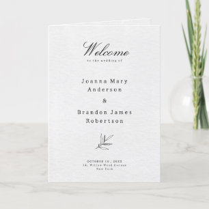 Simple Minimalist Modern Eucalyptus Olive Wedding Program