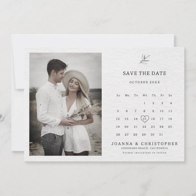 Simple Minimalist Modern Eucalyptus Olive Wedding Save The Date (Front)