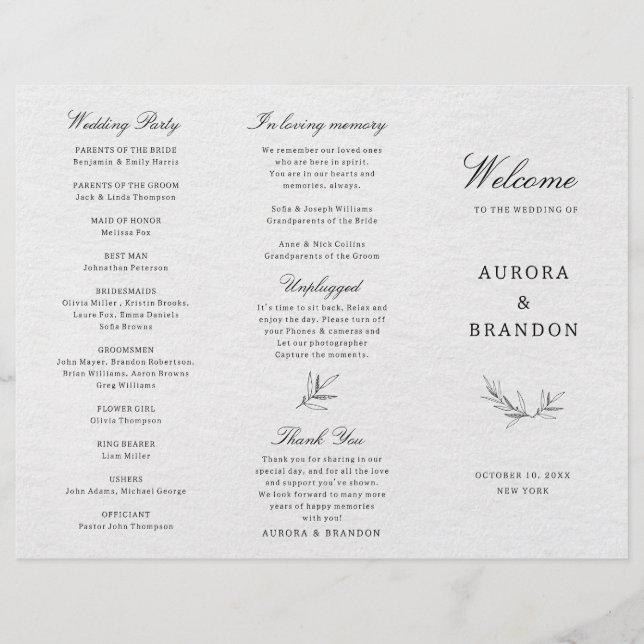 Simple Minimalist Modern Eucalyptus Wedding Progra (Front)