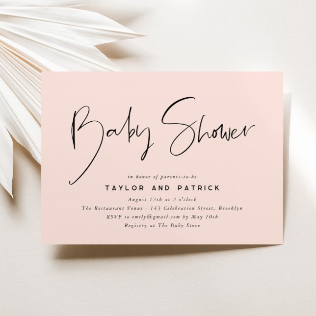 Simple Minimalist Modern Handwritten Baby Shower Invitation (Creator Uploaded)