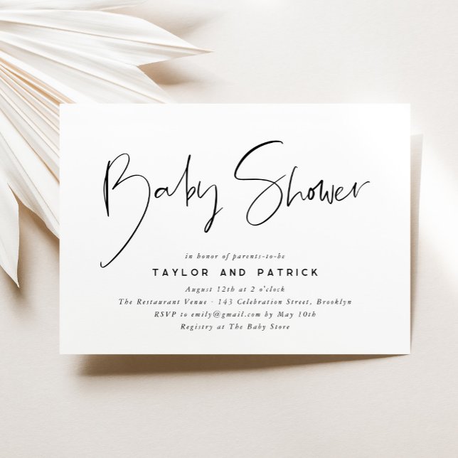 Simple Minimalist Modern Handwritten Baby Shower Invitation (Creator Uploaded)
