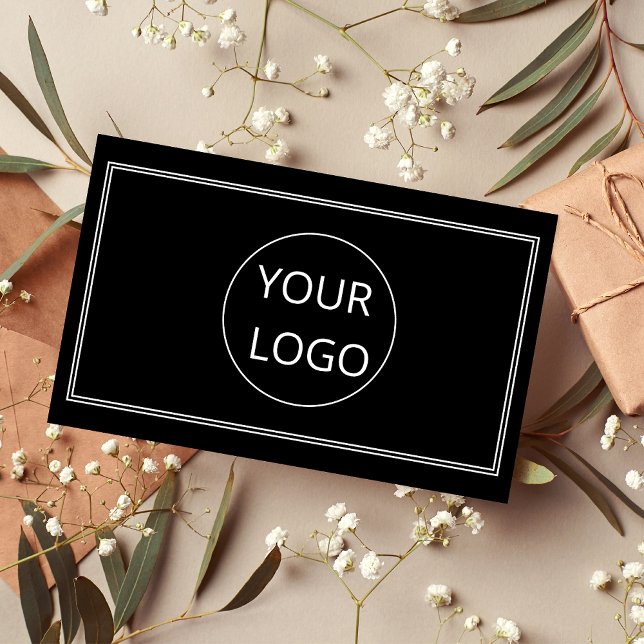 Simple Minimalist Modern Logo QR Code Black  Business Card (Creator Uploaded)