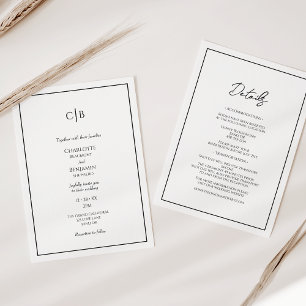 Simple Minimalist Modern Monogram Details And Invitation
