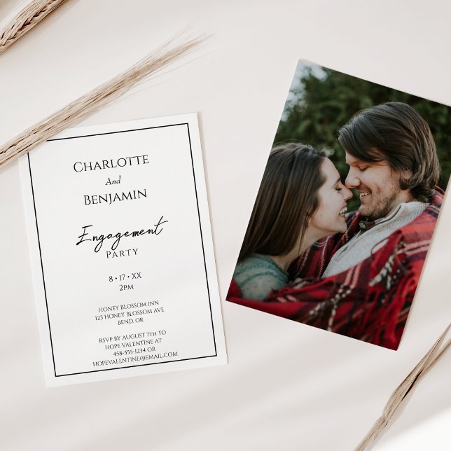Simple Minimalist Modern Photo Engagement Party Invitation (Creator Uploaded)
