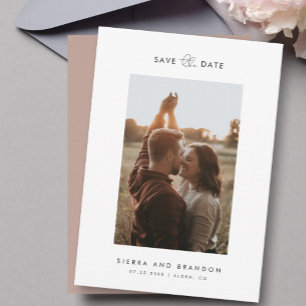 Simple Minimalist Modern Photo Script Calligraphy Save The Date