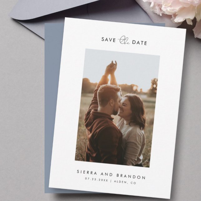 Simple Minimalist Modern Photo Script Calligraphy Save The Date (Creator Uploaded)