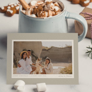 Simple Minimalist Modern Repose Grey 1 Photo  Holiday Postcard