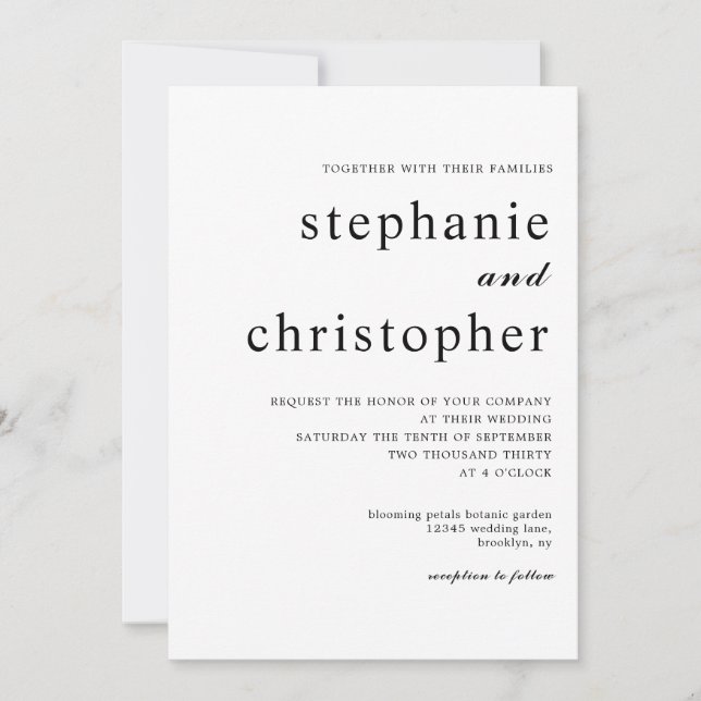 Simple Minimalist Modern Script Wedding Black Invitation (Front)