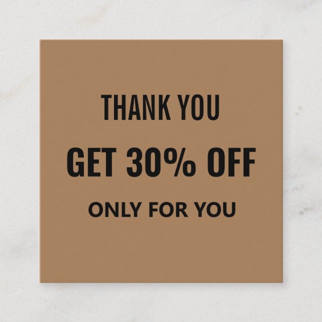 Simple Minimalist Modern Trendy Black & Brown  Discount Card (Front)