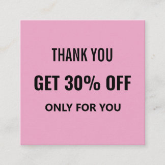Simple Minimalist Modern Trendy Black & Pink  Discount Card