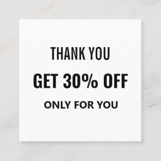 Simple Minimalist Modern Trendy Black & White  Discount Card