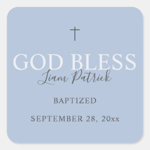 Simple Minimalist Modern Typography Baptism Square Sticker
