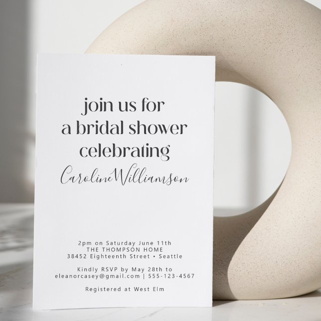 Simple Minimalist Modern Typography Bridal Shower  Invitation (Creator Uploaded)