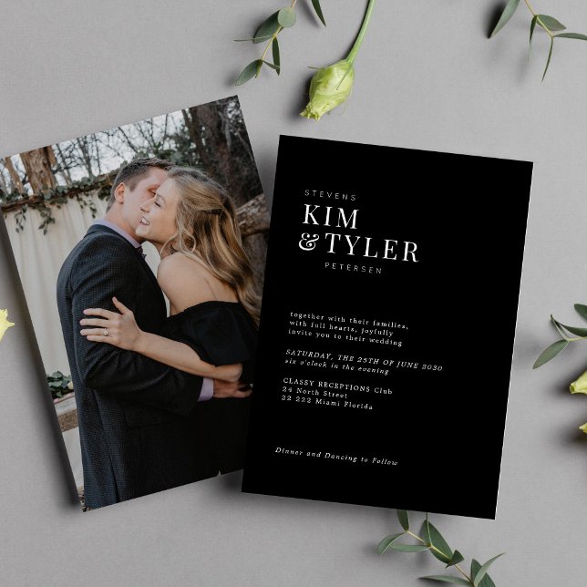 Simple minimalist modern typography photo wedding invitation (Creator Uploaded)