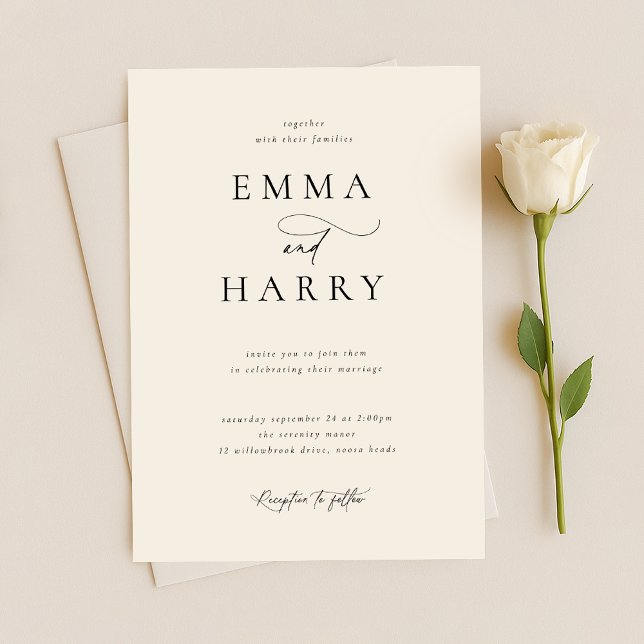 Simple Minimalist Modern Wedding Invitation (Simple Minimalist Modern Black And White Wedding Invitation)