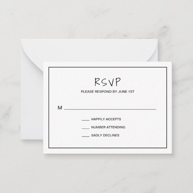 Simple Minimalist Modern Wedding Mini RSVP Card (Front)