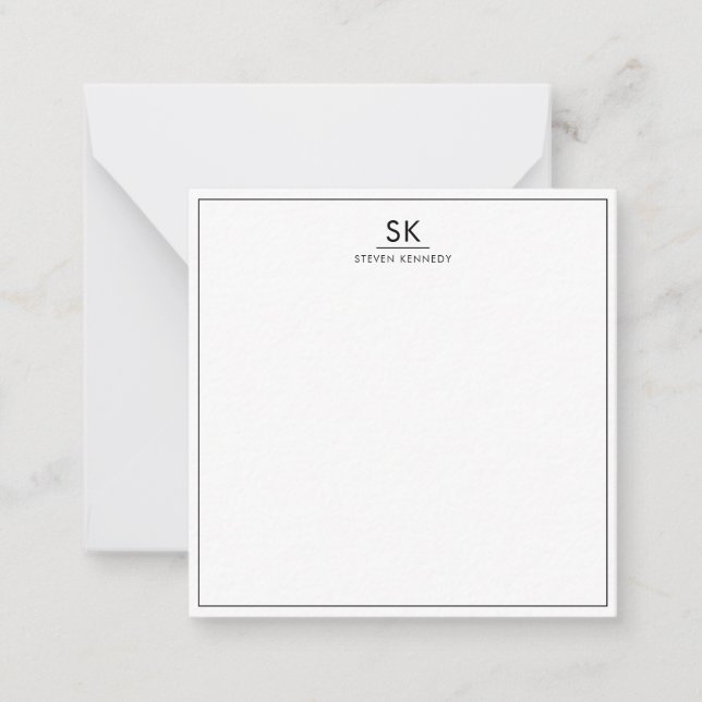 Simple Minimalist Monogram Initials Custom Name   Card (Front)