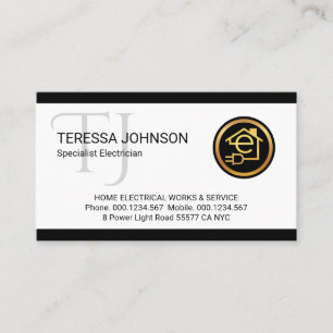 Simple Minimalist Monogram Name Electric Business Card