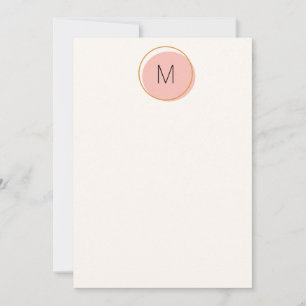 Simple Minimalist Monogram Pink and Gold Card
