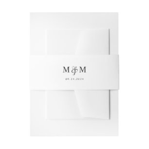 Simple Minimalist Monogram Wedding Invitation Belly Band