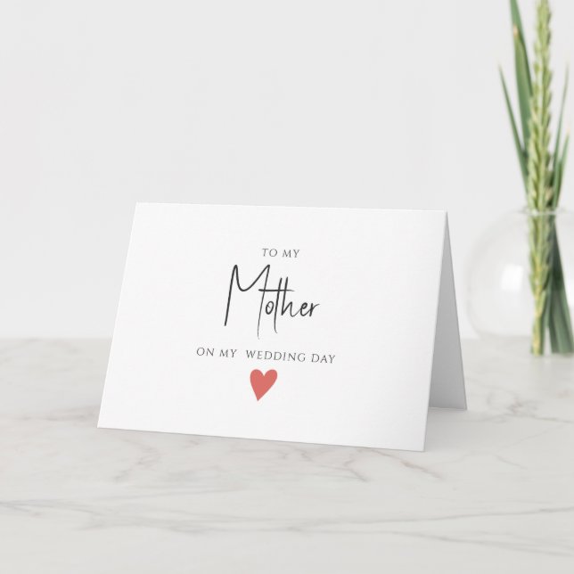 Simple Minimalist Mother, Wedding Card  (Front)