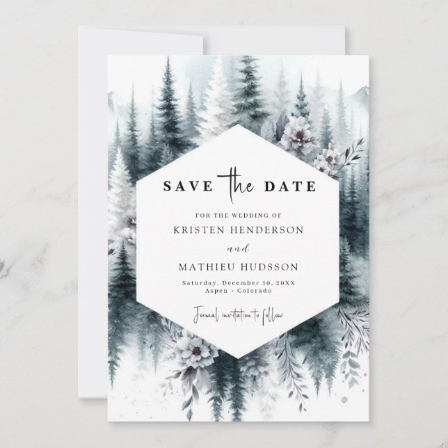 Simple Minimalist Mountain Wedding Save The Date (Front)