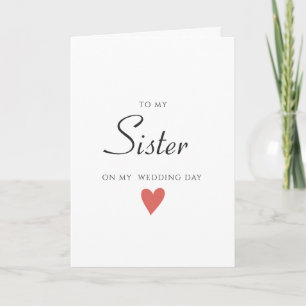Simple Minimalist  My Sister, Wedding Card 
