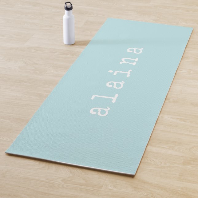 Simple Minimalist Name Design Aqua Pastel Custom Yoga Mat (In Situ)