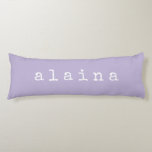 Simple Minimalist Name Design in Lilac Pastel Body Cushion<br><div class="desc">This stylish custom body pillow features a simple minimalist design of your name in a retro typewriter font in white on a lilac background. Great gift idea!</div>