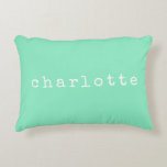 Simple Minimalist Name Design in Mint Green Custom Decorative Cushion<br><div class="desc">This cute simple custom throw pillow features a modern minimalist design of your name in a retro typewriter font on a Mint Green background. Great gift idea!</div>