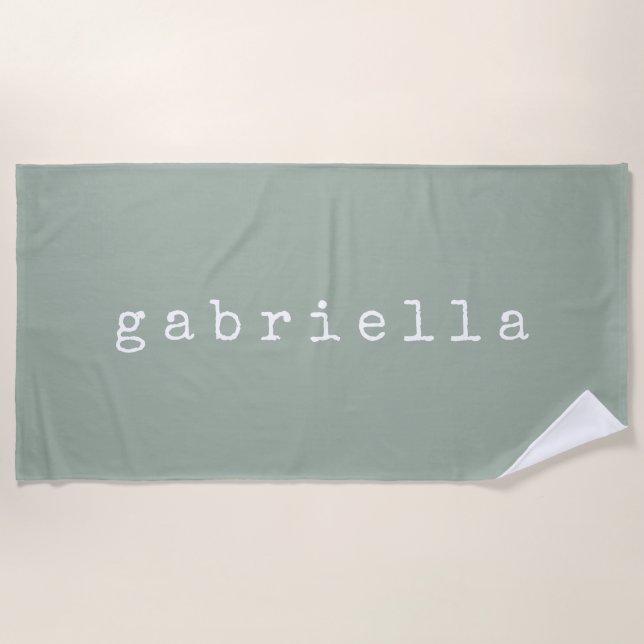 Simple Minimalist Name Design in Sage Custom      Beach Towel (Front)